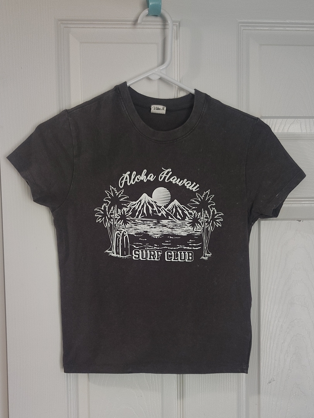 Vibe Dark Gray Aloha Hawaii Surf Club Graphic Baby Tee